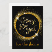 黒エレガントと金ゴールドの年末年始のホリデーカード シーズンカード (正面/裏面)