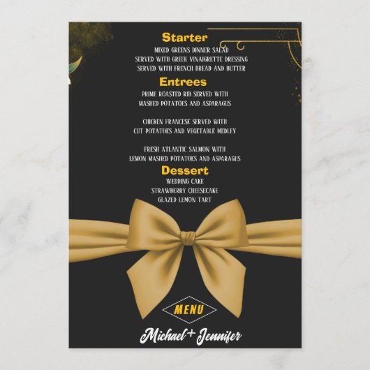 黒エレガントと金ゴールドの弓のカスタマイズ結婚可能 メニュー (正面)