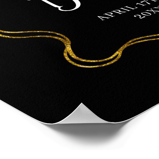 黒エレガントと金ゴールドの弓ナース卒業 ポスター (角)