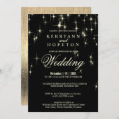 黒エレガントと金ゴールドの星 招待状 (正面/裏面)