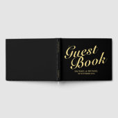 黒エレガントと金ゴールドの書結婚道 ゲストブック (全面)