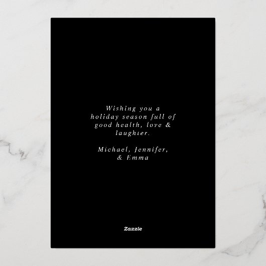 黒エレガントと金ゴールドの松のフレーム写真 箔シーズンカード (裏面)