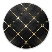 黒エレガントと金ゴールドの正方形 セラミックノブ (正面)