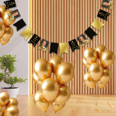 黒エレガントと金ゴールドの点々のある誕生日パーティー バンティングフラッグ