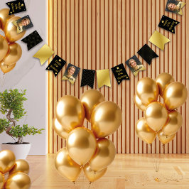 黒エレガントと金ゴールドの点々のある誕生日パーティー バンティングフラッグ