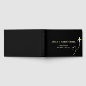 黒エレガントと金ゴールドの目的地の結婚式 ゲストブック (全面)