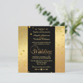 黒エレガントと金ゴールドの紙吹雪結婚式招待状 招待状 (スタンド正面)