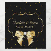 黒エレガントと金ゴールドの結婚ワインラベル ワインラベル (シングルラベル)