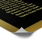 黒エレガントと金ゴールドの結婚座席表 ポスター (角)