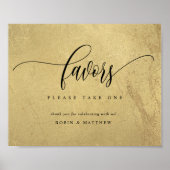 黒エレガントと金ゴールドの結婚式の引き出物 ポスター (正面)