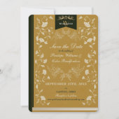 黒エレガントと金ゴールドの結婚式の日付を保存 招待状 (正面)