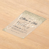 黒エレガントと金ゴールドの結婚式招待状 アクリル招待状 (レイダウン)