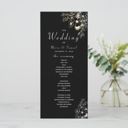 黒エレガントと金ゴールドの結婚式 プログラム (スタンド正面)