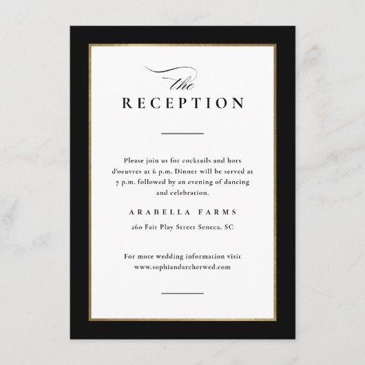 黒エレガントと金ゴールドの結婚披露宴 エンクロージャーカード (正面)