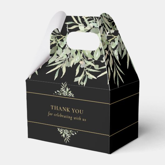 黒エレガントと金ゴールドの緑結婚に感謝 フェイバーボックス (裏面サイド)