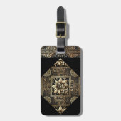 黒エレガントと金ゴールドの華美荷物タグ ラゲッジタグ (正面縦)