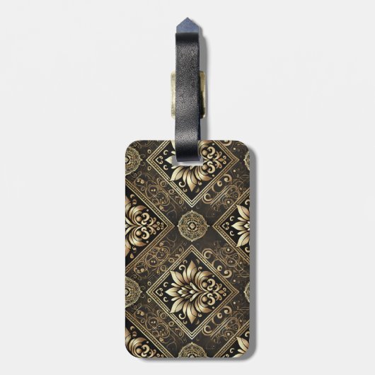 黒エレガントと金ゴールドの華美荷物タグ ラゲッジタグ (裏面縦)