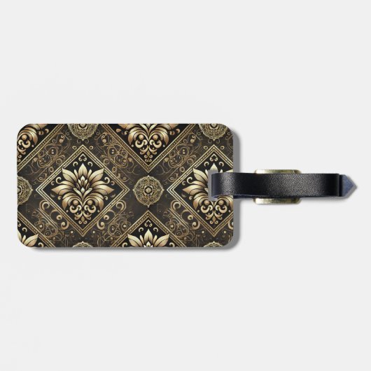 黒エレガントと金ゴールドの華美荷物タグ ラゲッジタグ (裏面横)