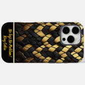 黒エレガントと金ゴールドの蛇紋模様のテクスチャ Case-Mate iPhoneケース (裏面 (横))