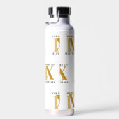 黒エレガントと金ゴールドの誕生日パターン ウォーターボトル (右面)