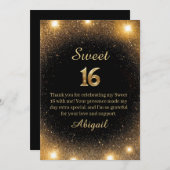 黒エレガントと金ゴールドの輝くサンキューカード サンキューカード (正面/裏面)