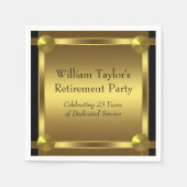 黒エレガントと金ゴールドの退職 スタンダードカクテルナプキン (正面)