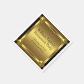 黒エレガントと金ゴールドの退職 スタンダードカクテルナプキン (角)