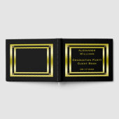 黒エレガントと金ゴールドの額付き卒業 ゲストブック (全面)