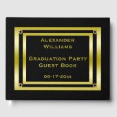 黒エレガントと金ゴールドの額付き卒業 ゲストブック (正面)
