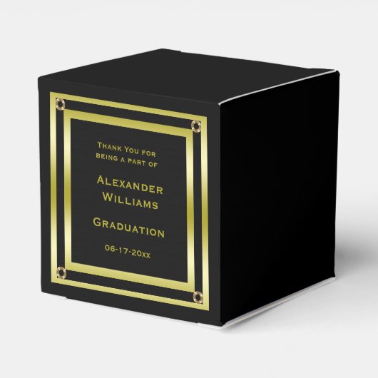 黒エレガントと金ゴールドの額付き卒業 フェイバーボックス (裏面サイド)