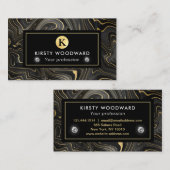 黒エレガントと金ゴールドのGeode層質感 名刺 (正面/裏面)