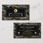黒エレガントと金ゴールドのGeode層質感 名刺 (正面/裏面)