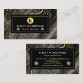黒エレガントと金ゴールドのGeode層質感 名刺 (正面/裏面)