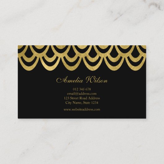 黒エレガントと金ゴールドはっきりしたの幾何学模様 名刺 (裏面)