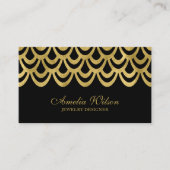 黒エレガントと金ゴールドはっきりしたの幾何学模様 名刺 (正面)