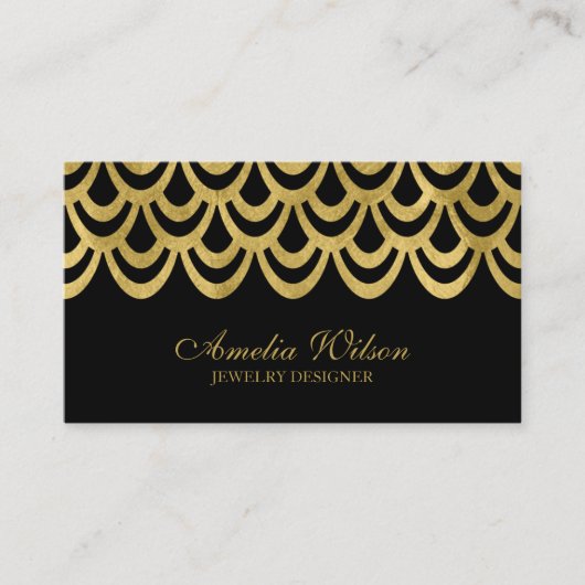 黒エレガントと金ゴールドはっきりしたの幾何学模様 名刺 (正面)