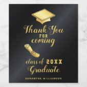 黒エレガントと金ゴールドカスタム卒業ありがとう ワインラベル (シングルラベル)