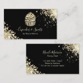 黒エレガントと金ゴールドカップケーキベーカリーパティシエ 名刺 (正面/裏面)