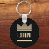 黒エレガントと金ゴールドキングクラウン最高のパパ キーホルダー (正面)