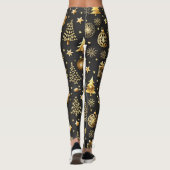 黒エレガントと金ゴールドクリスマスストッキングホリデー レギンス (裏面)