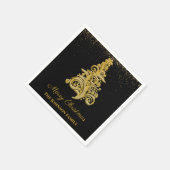 黒エレガントと金ゴールドクリスマスツリー スタンダードカクテルナプキン (角)