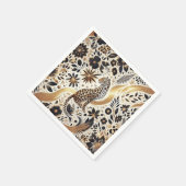 黒エレガントと金ゴールドグリッターレオパード スタンダードカクテルナプキン (角)