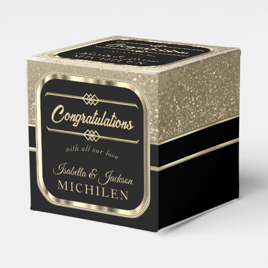 黒エレガントと金ゴールドグリッター フェイバーボックス (正面サイド)
