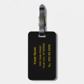 黒エレガントと金ゴールドストライプとフルーア・デ・リス ラゲッジタグ (裏面縦)