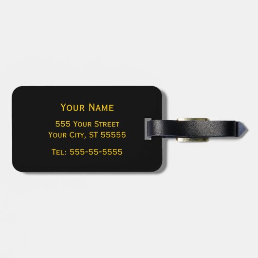 黒エレガントと金ゴールドストライプとフルーア・デ・リス ラゲッジタグ (裏面横)