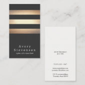 黒エレガントと金ゴールドストライプのクールモダン 名刺 (正面/裏面)