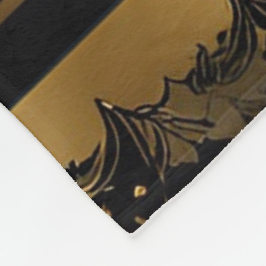 黒エレガントと金ゴールドストライプの フリースブランケット (角)