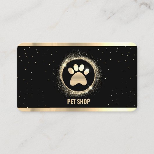 黒エレガントと金ゴールドスパークルペットトリマー 名刺 (正面)