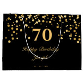 黒エレガントと金ゴールドハッピーバースデー ラージペーパーバッグ (裏面)