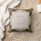 黒エレガントと金ゴールドバロック枕 クッション (ブランケット)